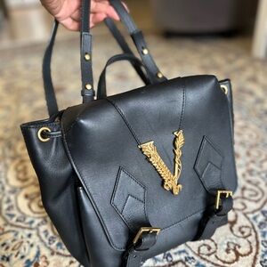 Versace Black Leather Bag – Gently Used, Excellent Condition